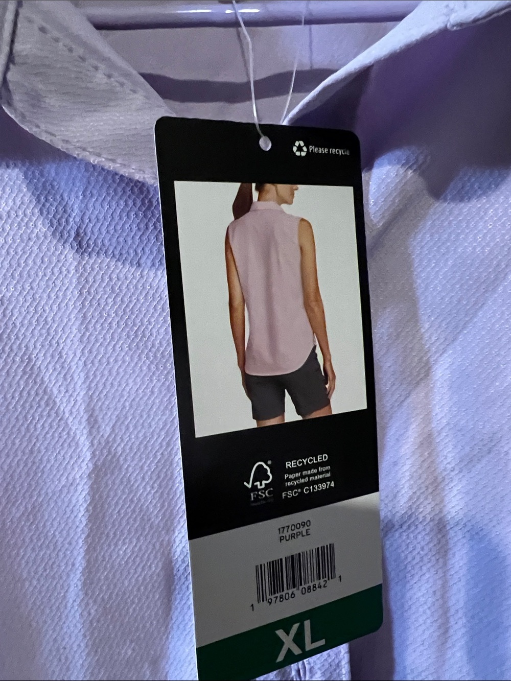 Eddie Bauer Sleeveless Button-Front Shirt in Light Lavender H293 - Picture 4 of 12